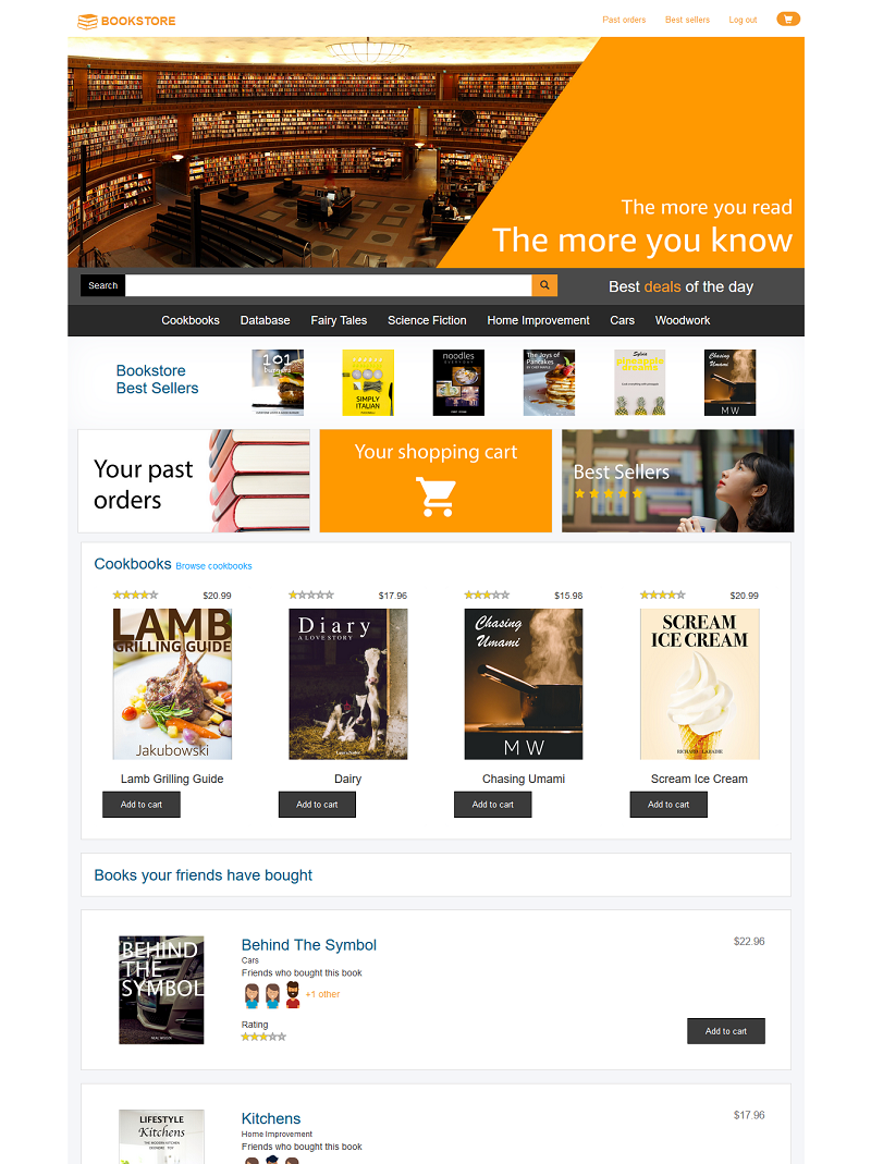 The bookstore demo app screen shot
